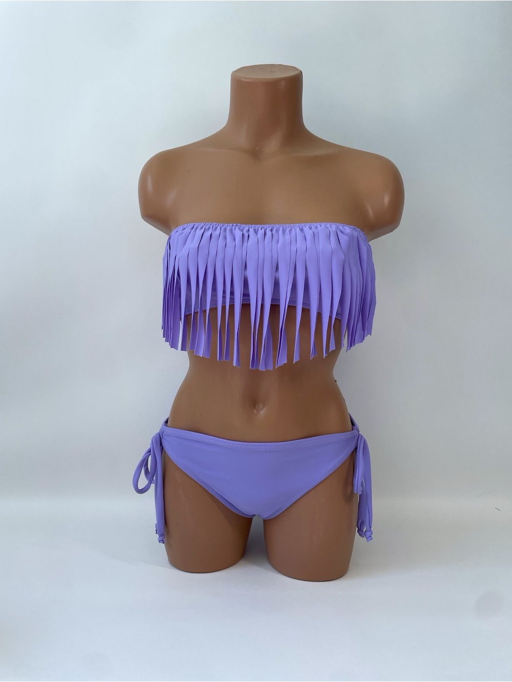 Fringe Bandeau Bikini Set - Lavender